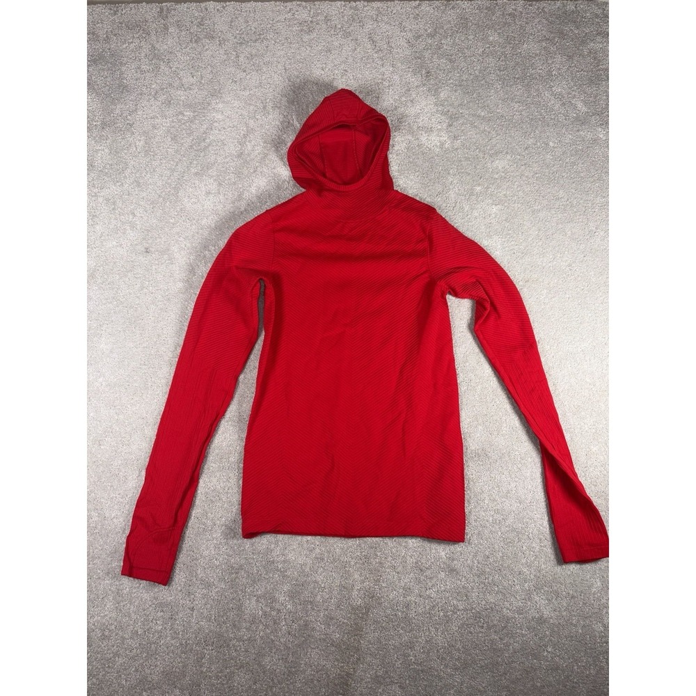 athleta fitted red hoodie seamless textured Xs Running Long Sleeve